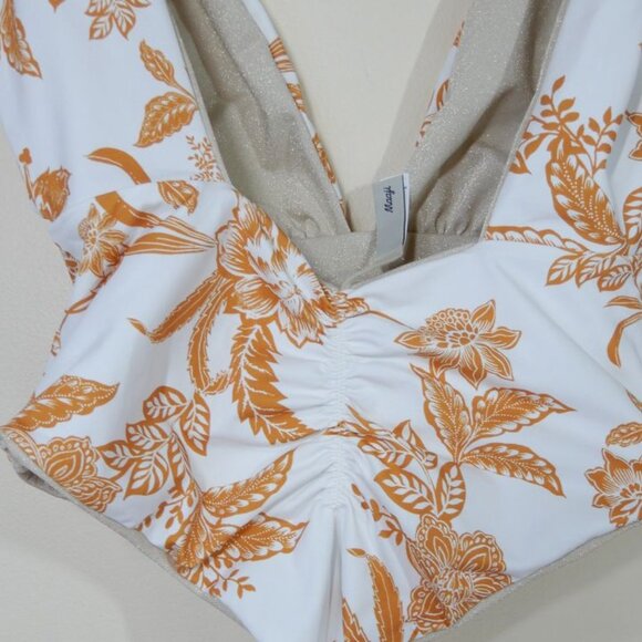 Maaji Nacar Plunge One Piece SWIMSUIT Size 2XL Reversible Gold Metallic - Picture 10 of 13